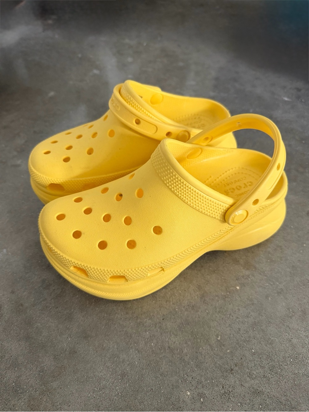CROCS Classic Yellow Platform Slip-On Clog with Heel Strap